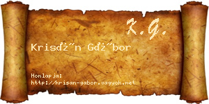 Krisán Gábor névjegykártya